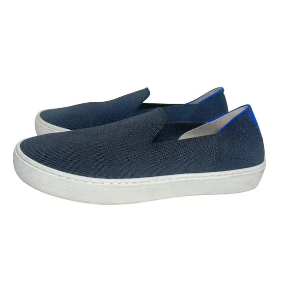 Rothy's Black Blue and White Stripes Slip On Sneakers Size 6 - Picture 3 of 9